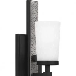 Dalton 4.5 in. 1-Light Earth Black Sconce with Etched Seeded Glass Shade by Quoizel -Quoizel Sales earth black quoizel vanity lighting dal8605ek 44 1000