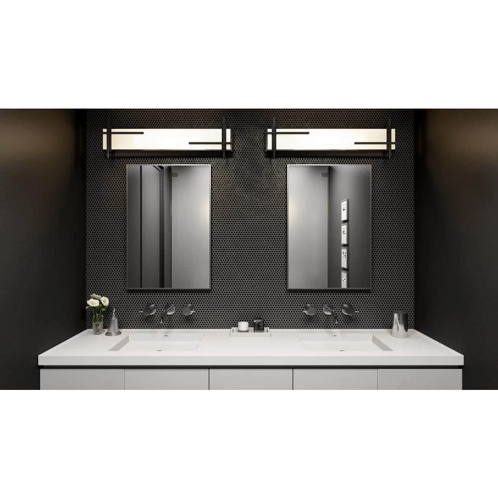 Wylie 29 in. Earth Black LED Vanity Light Bar with Fish Tank Glass by Quoizel 10 Wylie 29 in. Earth Black LED Vanity Light Bar with Fish Tank Glass by Quoizel - Image 8