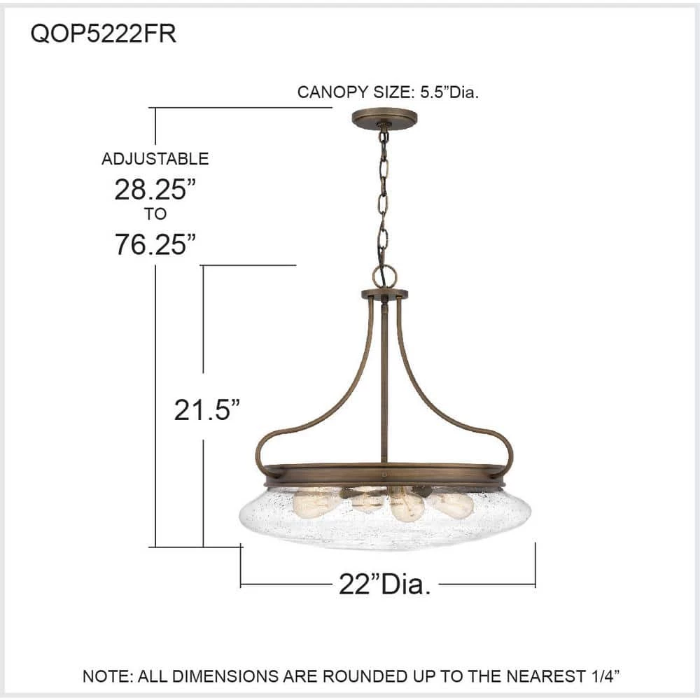 Tucker 4-Light French Bronze Pendant with Clear Seeded by Quoizel 10 Tucker 4-Light French Bronze Pendant with Clear Seeded by Quoizel - Image 8