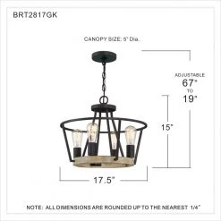 Brockton 17.5 in. 4-Light Grey Ash Pendant by Quoizel -Quoizel Sales grey ash quoizel chandeliers brt2817gk 44 1000