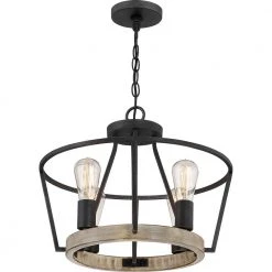 Brockton 17.5 in. 4-Light Grey Ash Pendant by Quoizel -Quoizel Sales grey ash quoizel chandeliers brt2817gk 4f 1000