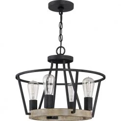Brockton 17.5 in. 4-Light Grey Ash Pendant by Quoizel -Quoizel Sales grey ash quoizel chandeliers brt2817gk c3 1000