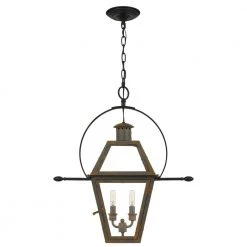 Rue De Royal 2-Light Industrial Bronze Pendant with Clear Glass by Quoizel -Quoizel Sales industrial bronze quoizel chandeliers ro2811iz 1f 1000