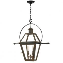 Rue De Royal 2-Light Industrial Bronze Pendant with Clear Glass by Quoizel