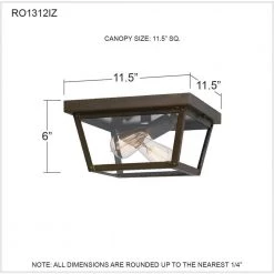 Rue De Royal 2-Light Industrial Bronze Flush Mount with Clear Glass by Quoizel -Quoizel Sales industrial bronze quoizel flush mount lights ro1312iz 1f 1000