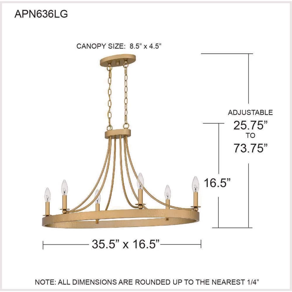 Aspyn 6-Light Light Gold Island Light Chandelier by Quoizel 5 Aspyn 6-Light Light Gold Island Light Chandelier by Quoizel - Image 3