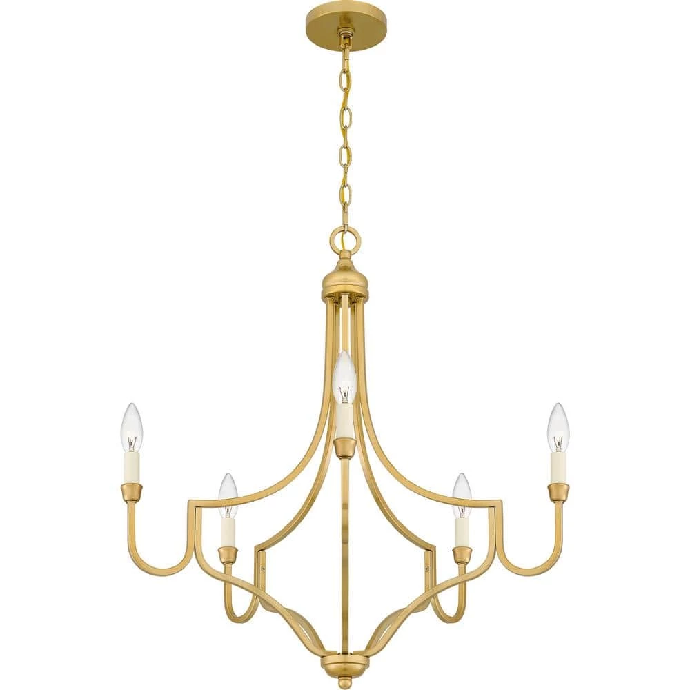 Mabel 5-Light Light Gold Chandelier by Quoizel 5 Mabel 5-Light Light Gold Chandelier by Quoizel - Image 3