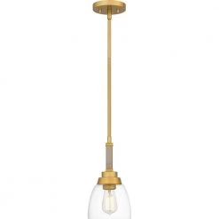 Burkett 1-Light Light Gold Shaded Pendant by Quoizel -Quoizel Sales light gold quoizel pendant lights bkt1506lg 4f 1000