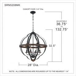 Siren 8-Light Marcado Black Pendant by Quoizel -Quoizel Sales marcado black quoizel chandeliers srn5208mk 44 1000