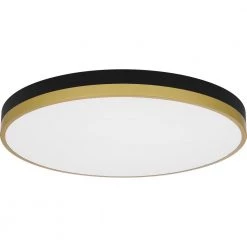Weldin 20 in. Matte Black Gold LED Flush Mount by Quoizel -Quoizel Sales matte black gold quoizel flush mount lights wln1620mbkg c3 1000