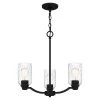 Acacia 3-Light Matte Black Chandelier with Clear Water Glass by Quoizel -Quoizel Sales matte black quoizel chandeliers aca5020mbk 64 1000