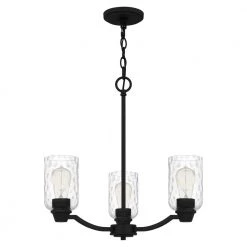 Acacia 3-Light Matte Black Chandelier with Clear Water Glass by Quoizel -Quoizel Sales matte black quoizel chandeliers aca5020mbk c3 1000