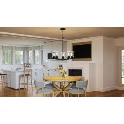 Acacia 5-Light Matte Black Chandelier with Clear Water Glass by Quoizel -Quoizel Sales matte black quoizel chandeliers aca5024mbk 31 1000