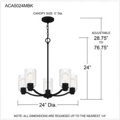 Acacia 5-Light Matte Black Chandelier with Clear Water Glass by Quoizel -Quoizel Sales matte black quoizel chandeliers aca5024mbk 76 1000
