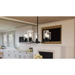 Acacia 5-Light Matte Black Chandelier with Clear Water Glass by Quoizel -Quoizel Sales matte black quoizel chandeliers aca5024mbk e1 1000