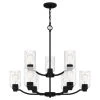 Acacia 9-Light Matte Black Chandelier with Clear Water Glass by Quoizel