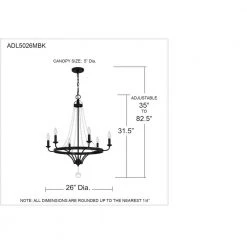 Adelaide 6-Light Matte Black Chandelier by Quoizel -Quoizel Sales matte black quoizel chandeliers adl5026mbk 76 1000
