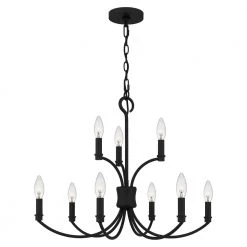 Briar 9-Light Matte Black Chandelier by Quoizel -Quoizel Sales matte black quoizel chandeliers brr5025mbk 4f 1000