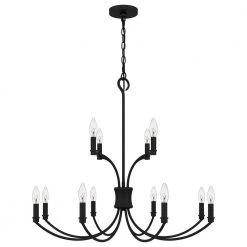 Briar 12-Light Matte Black Chandelier by Quoizel -Quoizel Sales matte black quoizel chandeliers brr5032mbk c3 1000