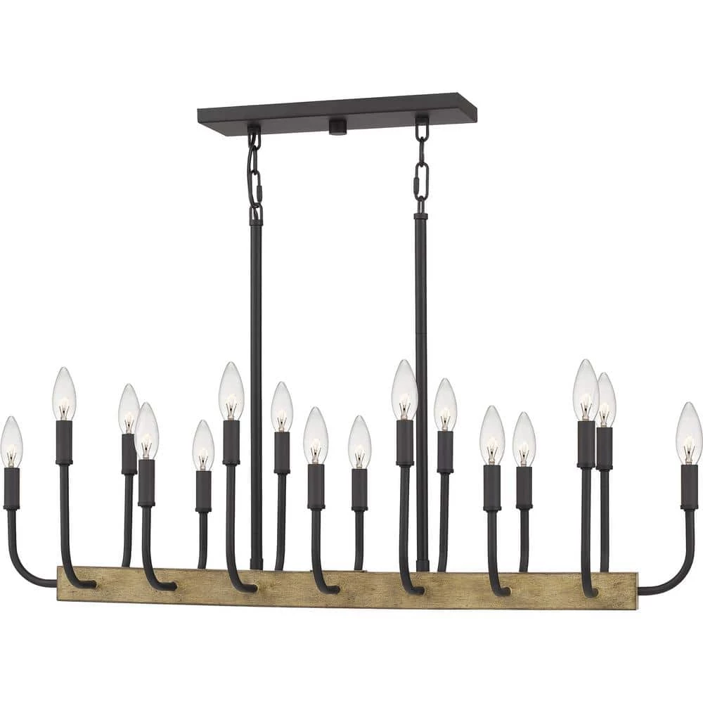 Coda 16-Light Matte Black Linear Chandelier by Quoizel 3 Coda 16-Light Matte Black Linear Chandelier by Quoizel