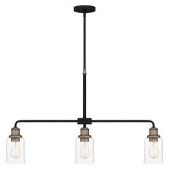 Cox 3-Light Matte Black Chandelier with Clear Glass by Quoizel -Quoizel Sales matte black quoizel chandeliers cox336mbk 4f 1000