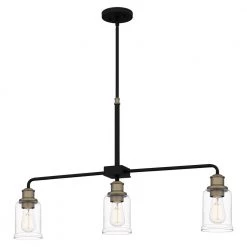 Cox 3-Light Matte Black Chandelier with Clear Glass by Quoizel
