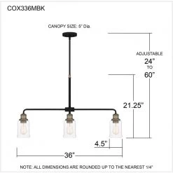 Cox 3-Light Matte Black Chandelier with Clear Glass by Quoizel -Quoizel Sales matte black quoizel chandeliers cox336mbk 76 1000