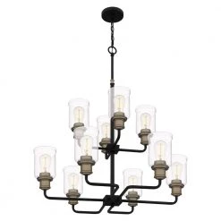 Cox 10-Light Matte Black Chandelier with Clear Glass by Quoizel -Quoizel Sales matte black quoizel chandeliers cox5030mbk 1f 1000