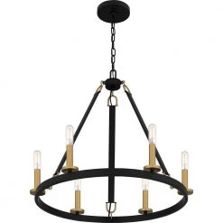 Graylyn 6-Light Matte Black Chandelier by Quoizel -Quoizel Sales matte black quoizel chandeliers gra5024mbk 1f 1000