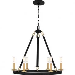 Graylyn 6-Light Matte Black Chandelier by Quoizel -Quoizel Sales matte black quoizel chandeliers gra5024mbk 4f 1000