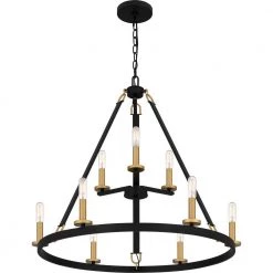Graylyn 9-Light Matte Black Chandelier by Quoizel -Quoizel Sales matte black quoizel chandeliers gra5029mbk 1f 1000
