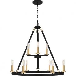 Graylyn 9-Light Matte Black Chandelier by Quoizel -Quoizel Sales matte black quoizel chandeliers gra5029mbk 4f 1000