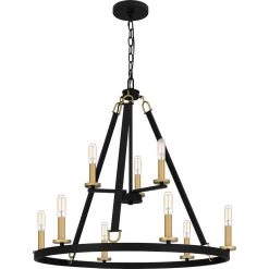 Graylyn 9-Light Matte Black Chandelier by Quoizel
