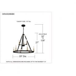 Graylyn 9-Light Matte Black Chandelier by Quoizel -Quoizel Sales matte black quoizel chandeliers gra5029mbk 76 1000