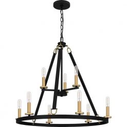 Graylyn 9-Light Matte Black Chandelier by Quoizel -Quoizel Sales matte black quoizel chandeliers gra5029mbk c3 1000