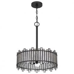 Hartman 3-Light Matte Black Pendant by Quoizel -Quoizel Sales matte black quoizel chandeliers hrt2816mbk 4f 1000