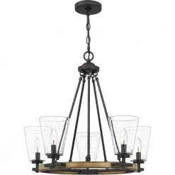 Hearst 5-Light Matte Black Chandelier by Quoizel