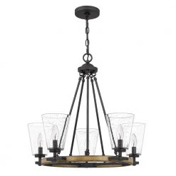 Hearst 5-Light Matte Black Chandelier by Quoizel -Quoizel Sales matte black quoizel chandeliers hst5025mbk c3 1000