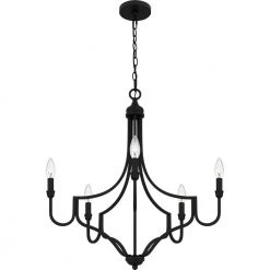 Mabel 5-Light Matte Black Chandelier by Quoizel -Quoizel Sales matte black quoizel chandeliers mab5026mbk 44 1000