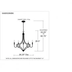 Mabel 5-Light Matte Black Chandelier by Quoizel -Quoizel Sales matte black quoizel chandeliers mab5026mbk 76 1000