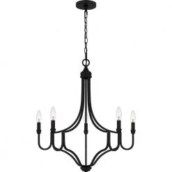 Mabel 5-Light Matte Black Chandelier by Quoizel -Quoizel Sales matte black quoizel chandeliers mab5026mbk fa 1000