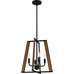 Mayline 4-Light Matte Black Lantern Pendant by Quoizel