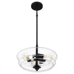 McIntire 3-Light Matte Black Shaded Pendant Light by Quoizel 15 McIntire 3-Light Matte Black Shaded Pendant Light by Quoizel -Quoizel Sales matte black quoizel chandeliers mci2815mbk 1f 1000