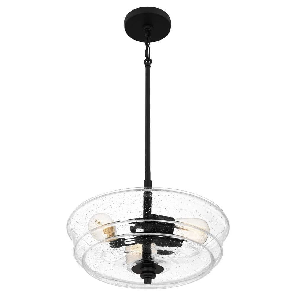 McIntire 3-Light Matte Black Shaded Pendant Light by Quoizel 7 McIntire 3-Light Matte Black Shaded Pendant Light by Quoizel - Image 5