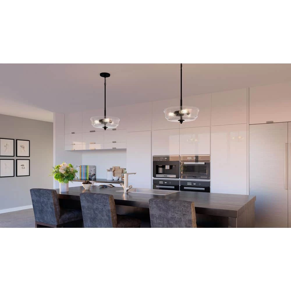 McIntire 3-Light Matte Black Shaded Pendant Light by Quoizel 11 McIntire 3-Light Matte Black Shaded Pendant Light by Quoizel - Image 9