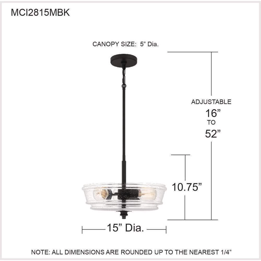 McIntire 3-Light Matte Black Shaded Pendant Light by Quoizel 10 McIntire 3-Light Matte Black Shaded Pendant Light by Quoizel - Image 8