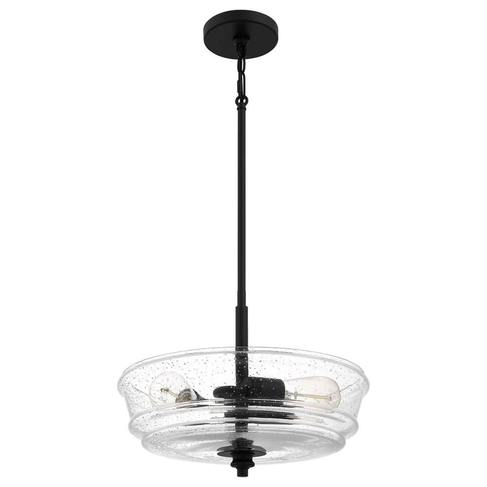 McIntire 3-Light Matte Black Shaded Pendant Light by Quoizel 9 McIntire 3-Light Matte Black Shaded Pendant Light by Quoizel - Image 7