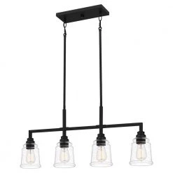 McIntire 4-Light Matte Black Island Chandelier by Quoizel