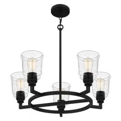 McIntire 5-Light Matte Black Shaded Chandelier with Glass Shades by Quoizel 14 McIntire 5-Light Matte Black Shaded Chandelier with Glass Shades by Quoizel -Quoizel Sales matte black quoizel chandeliers mci5025mbk 1f 1000