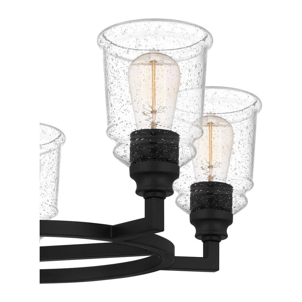 McIntire 5-Light Matte Black Shaded Chandelier with Glass Shades by Quoizel 8 McIntire 5-Light Matte Black Shaded Chandelier with Glass Shades by Quoizel - Image 6